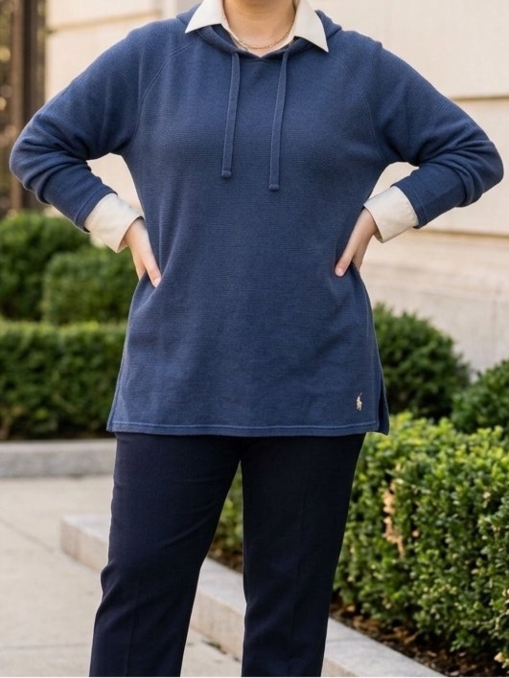 Polo Ralph Lauren Navy Textured Hooded Pullover - Size XL (EUC)